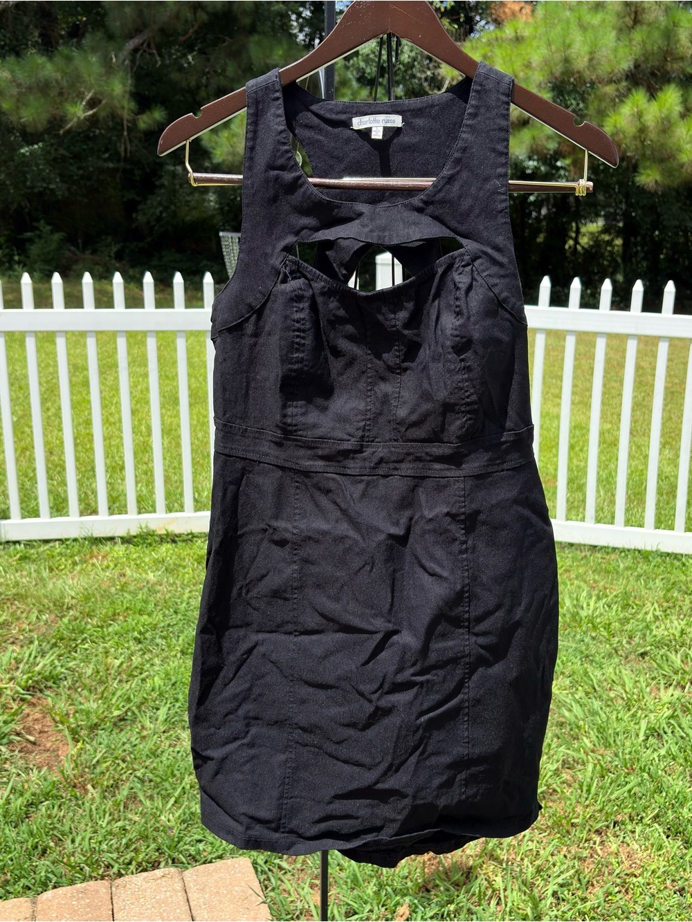 Black overalls , with back zipper